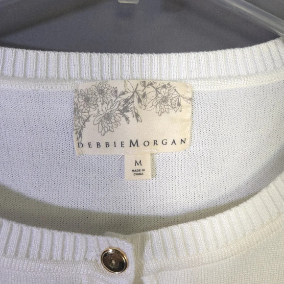 Debbie Morgan Cardigan Stripes Gold Button Size Medium Preppy Office Coastal - Picture 2 of 8